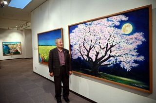 美作出身の春名さん 古里で初個展　油彩画７９点 風景や人物題材