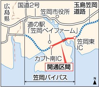笠岡バイパスの２・８キロ区間 ４月５日開通　岡山国道事務所