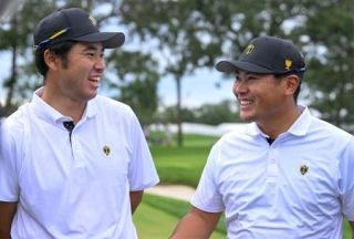 松山英樹、久常涼組が勝利　プレジデンツ杯第１日