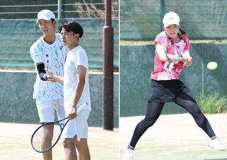 男子複 金子・丸山組（関西）、女子単 池田（学芸館）Ｖ 岡山県高校春季大会テニス