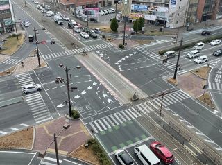 岡山・大雲寺交差点に路面表示　県内人身事故発生ワースト