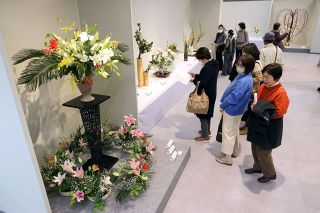 うきうき 春への高揚感　岡山県華道展開幕