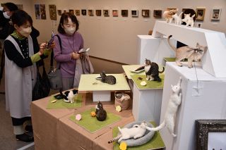 もこもこの犬猫楽しんで 新見美術館　中山みどりフェルトアート展開幕