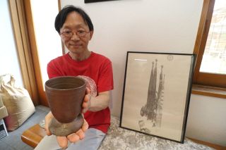 ガウディ建築にちなんだカップ　備前焼作家の木村さん制作