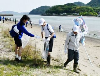 カブトガニ繁殖地で保護啓発運動　笠岡・神島水道一帯