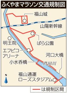 ふくやまマラソン１８日に開催　ハーフなど、コース一帯で交通規制