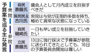 【予算審議】月内成立、国民民主が左右　１３日採決案に態度硬化