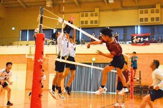 世代を超えて白熱した試合　津山でバレーボール祭男子の部