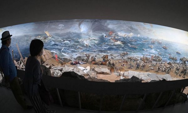 源平合戦の屋島の戦いをモチーフにした大パノラマ画「屋島での夜の夢」